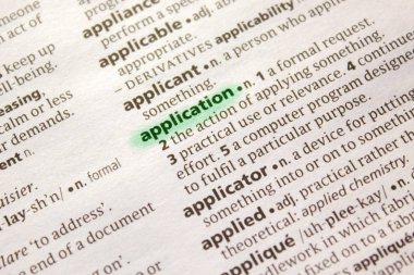 Uygulama sözcüğü veya tümceciği bir sözlük