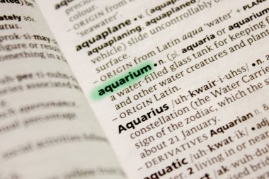 Akvaryum sözcüğü veya tümceciği bir sözlük