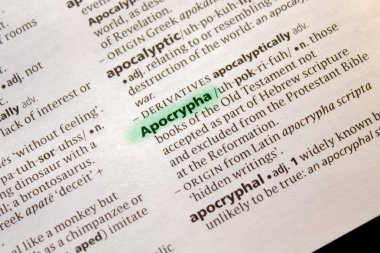 Apocrypha sözcüğü veya tümceciği bir sözlük
