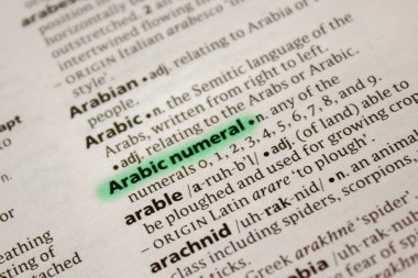 Arapça rakamı sözcüğü veya tümceciği bir sözlük