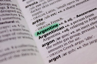 Arjantin sözcüğü veya tümceciği bir sözlük