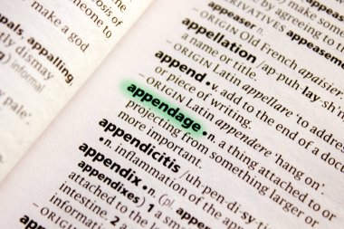 Ek parça sözcüğü veya tümceciği bir sözlük