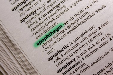 Apophthegm sözcüğü veya tümceciği bir sözlük