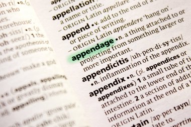 Ek parça sözcüğü veya tümceciği bir sözlük