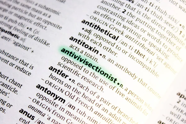 Antivivisectionist Λέξη Φράση Ένα Λεξικό — Φωτογραφία Αρχείου