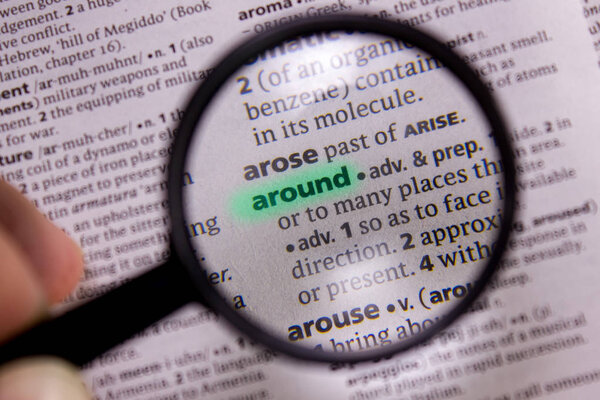 Around word or phrase in a dictionary