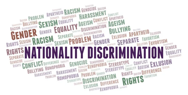 Nationaliteit Discriminatie Soort Discriminatie Word Cloud Wordcloud Gemaakt Met Alleen — Stockfoto