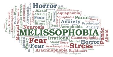 Melissophobia kelime bulutu. Yalnızca metin ile yapılan Wordcloud.