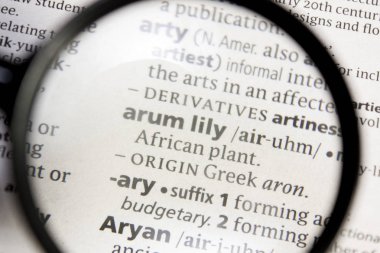 Arum lily sözcüğü veya tümceciği bir sözlük