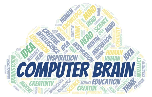 Bilgisayar Beyin Kelime Bulutu Yalnızca Metin Ile Yapılan Wordcloud — Stok fotoğraf