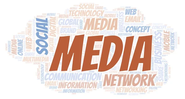 Media Word Cloud Nuvola Parole Fatta Solo Con Testo — Foto Stock