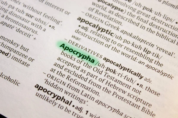 Apocrypha sözcüğü veya tümceciği bir sözlük