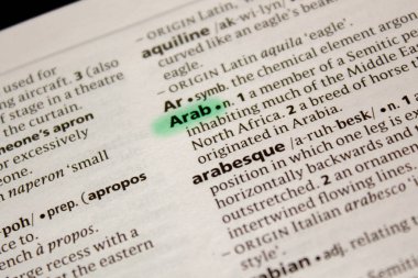 Arap sözcüğü veya tümceciği bir sözlük
