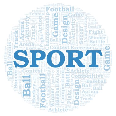 Spor kelime bulutu. Yalnızca metin ile yapılan Wordcloud.