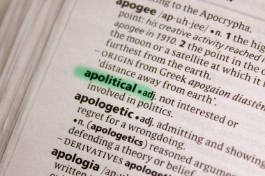 Apolitik sözcüğü veya tümceciği bir sözlük