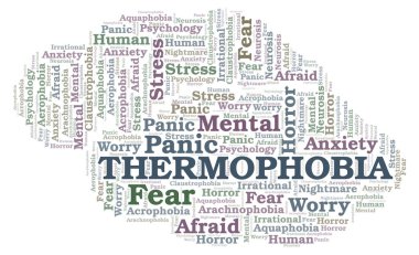 Thermophobia kelime bulutu. Yalnızca metin ile yapılan Wordcloud.