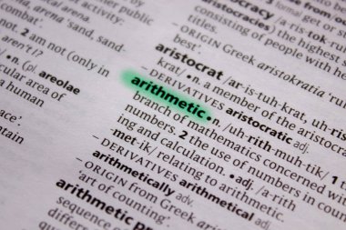 Aritmetik sözcüğü veya tümceciği bir sözlük