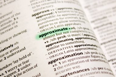 Yaklaşık sözcüğü veya tümceciği bir sözlük