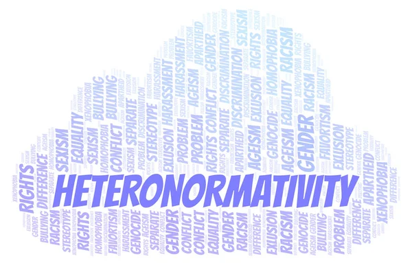 Heteronormativite - ayrımcılık türünü - kelime bulutu. Yalnızca metin ile yapılan Wordcloud.