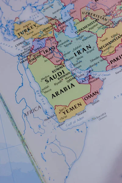 Ivanovsk Rusia Febrero 2019 Arabia Saudita Mapa Del Mundo — Foto de Stock