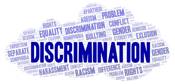 Ayrımcılık - ayrımcılık türünü - kelime bulutu. Yalnızca metin ile yapılan Wordcloud.