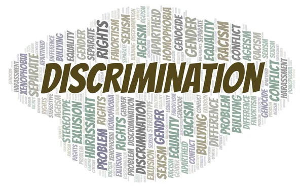 Discriminazione Tipo Discriminazione Parola Nuvola Wordcloud Realizzato Solo Con Testo — Foto Stock