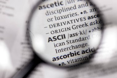 Sözcüğün veya tümceciğin ASCII sözlüğü kitaptaki.