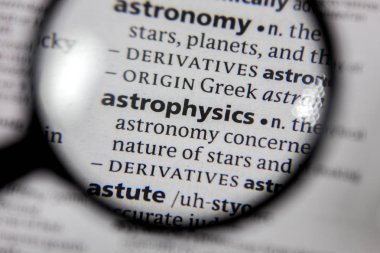 Bir sözlüğü kitaptaki sözcük veya tümcecik Astrofizik.