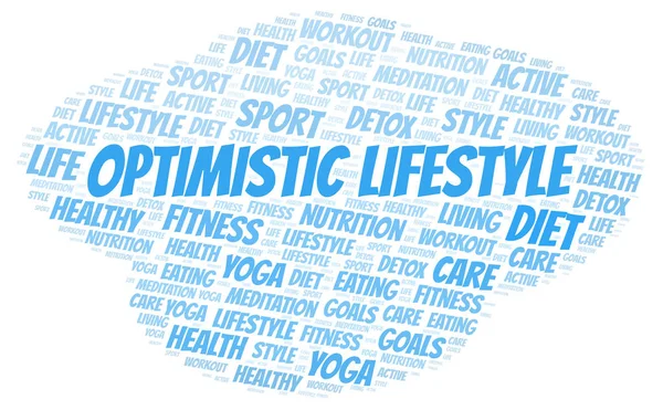 Optimist Lifestyle Word Cloud Wordcloud Realizat Numai Text — Fotografie, imagine de stoc