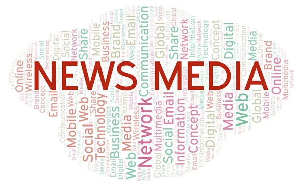 News Media Word Cloud Nuvola Parole Fatta Solo Con Testo — Foto Stock