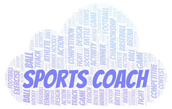 Αθλητικό Προπονητής Σύννεφο Λέξεων Wordcloud Γίνεται Κείμενο Μόνο — Φωτογραφία Αρχείου