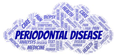 Periodontal hastalık kelime bulutu. Yalnızca metin ile yapılan Wordcloud.