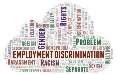 İstihdam Ayrımcılık - ayrımcılık türünü - kelime bulutu. Yalnızca metin ile yapılan Wordcloud.