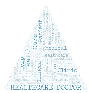 Sağlık doktor kelime bulutu. Yalnızca metin ile yapılan Wordcloud.