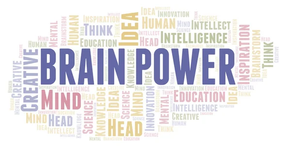 Brain Power Slovo Mrak Wordcloud Pouze Text — Stock fotografie