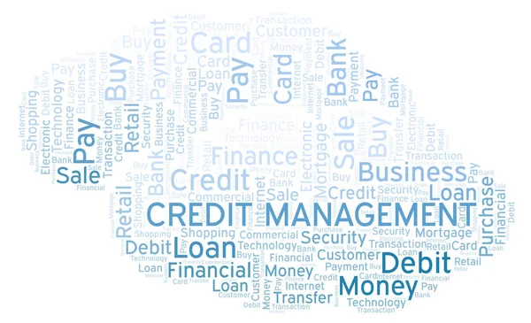 Gestione Del Credito Parola Cloud Wordcloud Realizzato Solo Con Testo — Foto Stock