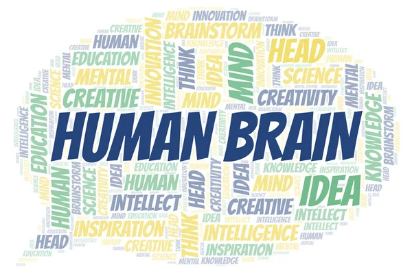 Nuvem Palavras Cerebrais Humanas Wordcloud Feito Apenas Com Texto — Fotografia de Stock