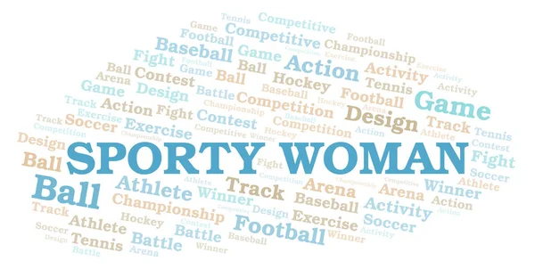 Sporty Woman Parola Nuvola Wordcloud Realizzato Solo Con Testo — Foto Stock