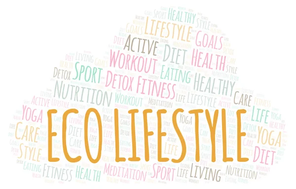 Eco Lifestyle Parola Nuvola Wordcloud Realizzato Solo Con Testo — Foto Stock