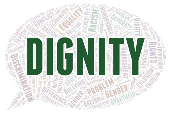 Dignidade Tipo Discriminação Nuvem Palavras Wordcloud Feito Apenas Com Texto — Fotografia de Stock