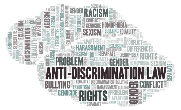 Антидискриминационный Закон Тип Дискриминации Слово Облако Wordcloud Made Text Only — стоковое фото