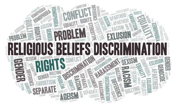 Credenze Religiose Discriminazione Tipo Discriminazione Parola Nube Wordcloud Realizzato Solo — Foto Stock