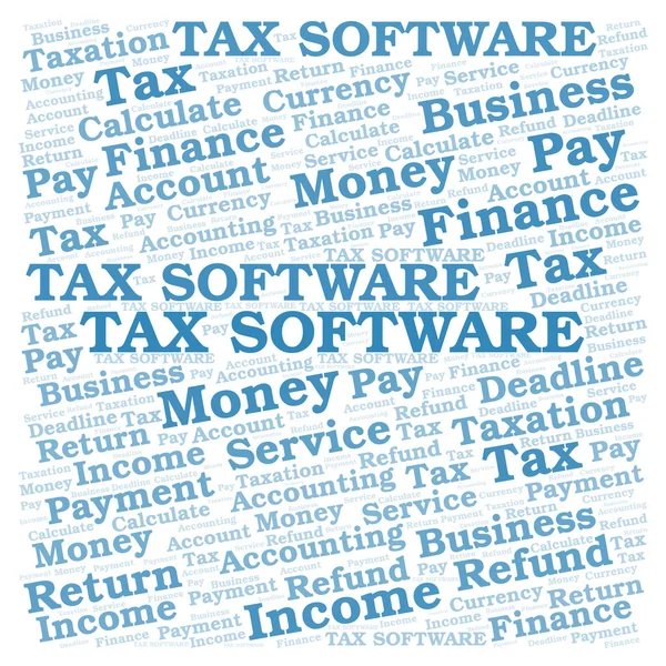 Tax Software word cloud. Wordcloud made with text only.