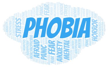 Fobi kelime bulutu. Yalnızca metin ile yapılan Wordcloud.