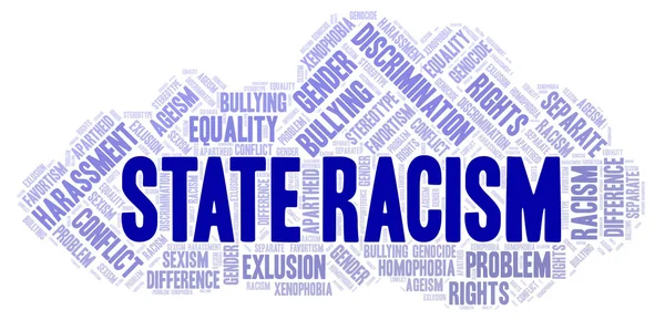 Státní Rasismu Druh Diskriminace Slovo Mrak Wordcloud Pouze Text — Stock fotografie