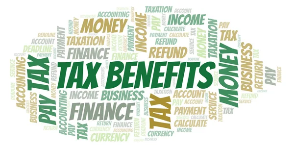 Tax Benefits word cloud. Wordcloud made with text only.