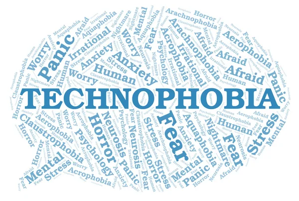 Technofobia Nuvem Palavras Wordcloud Feito Apenas Com Texto — Fotografia de Stock