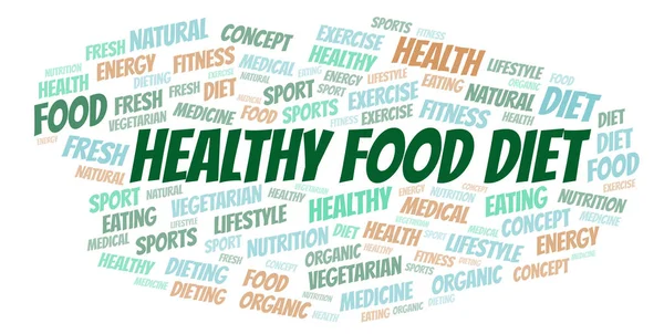 Zdravé Potraviny Dietv Slovo Mrak Wordcloud Pouze Text — Stock fotografie