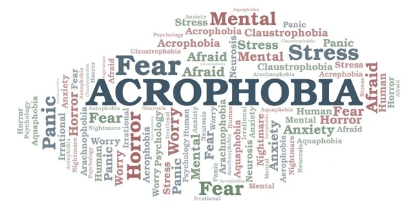 Acrofobia Parola Nube Wordcloud Realizzato Solo Con Testo — Foto Stock