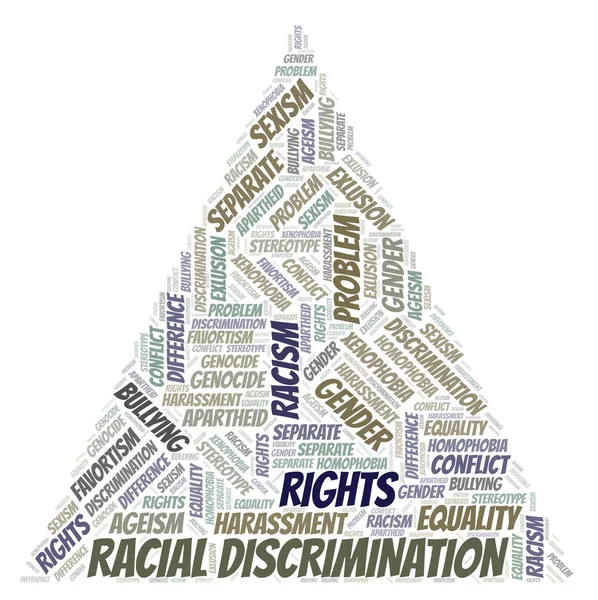 Discriminazione Razziale Tipo Discriminazione Parola Nube Wordcloud Realizzato Solo Con — Foto Stock